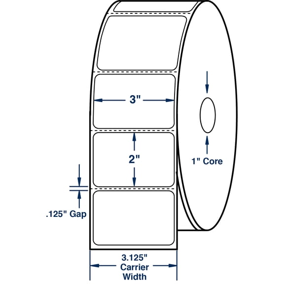 Compulabel 530741, 3" x 2" Direct Thermal Labels