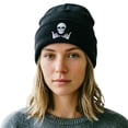 thumbnail image 5 of SYMOID Skull Embroidered Cuffed Knit Beanie Warm Stretchy Winter Hat for Men Women Hats,Size Free Size, 5 of 6