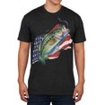 thumbnail image 1 of 4th of July American Fisherman Bass Mens Soft T Shirt Vintage Black SM, 1 of 1