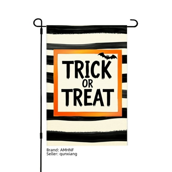 AMHNF Trick or Treat Halloween Linen Garden Flag for Halloween Home Outdoor Garden Yard Decor 12x18 inch