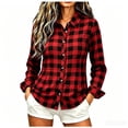thumbnail image 5 of Dpjklzsn Women's Plaid Button Down Shirt, Long Sleeve Collared Flannel-Style Blouse for Casual Everyday Outfits, 5 of 8
