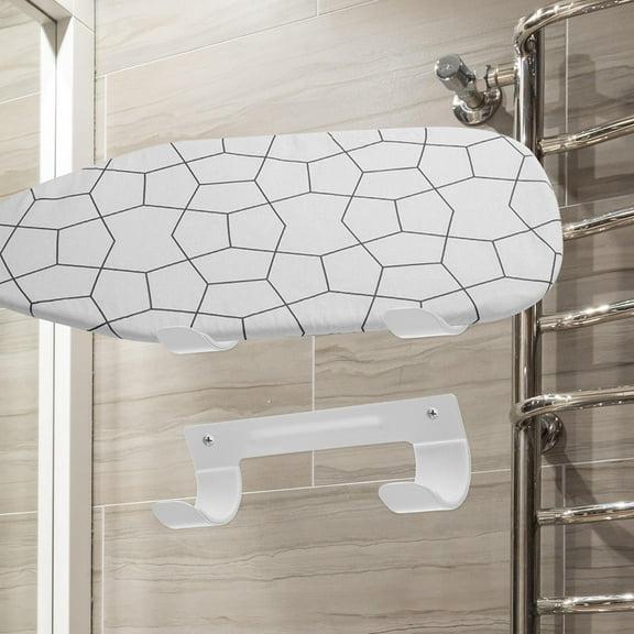 PBPBOX Steel and Eva Wall Mounted Ironing Board Organizer in White for Efficient Home Storage