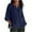 Navy, variant on Nnhblu Women's Linen Shirt Blouses for Women Women's Fashion Summer V Neck Leisure Three-quarter Sleeve Solid Tops Navy