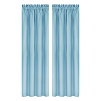 Light Blue Blackout Curtain Thermal Insulated Energy Saving Scandinavian Solid Color Silk Fabric for Bedroom Kitchen 38x84 Inches