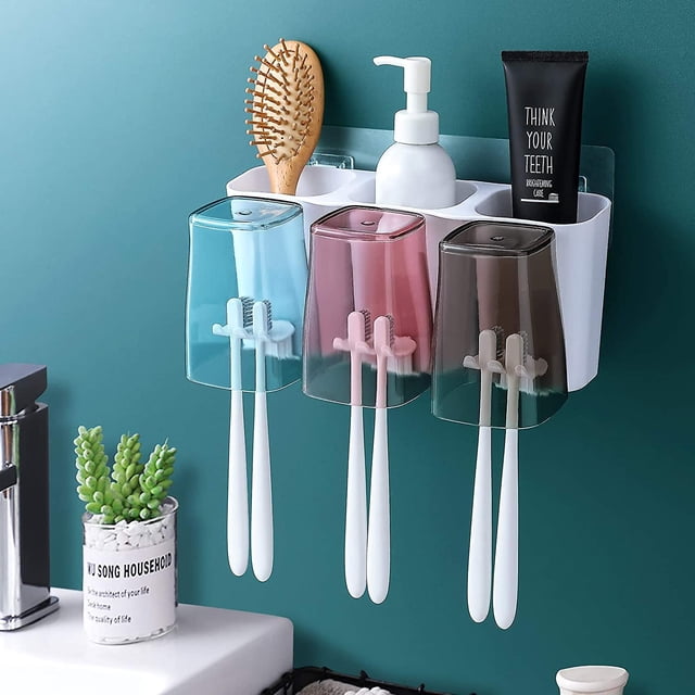 Portacepillos de dientes, portacepillos de dientes para baño, portacepillos de dientes de gran capacidad, montado en la pared