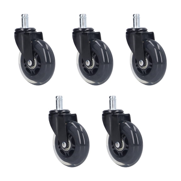 YAHHU 5‑Pack 3″ Noise‑Free Scratch‑Resistant Chair Casters, 360° Rotation, 100‑lb Capacity, Easy Tool‑Free Install, Black