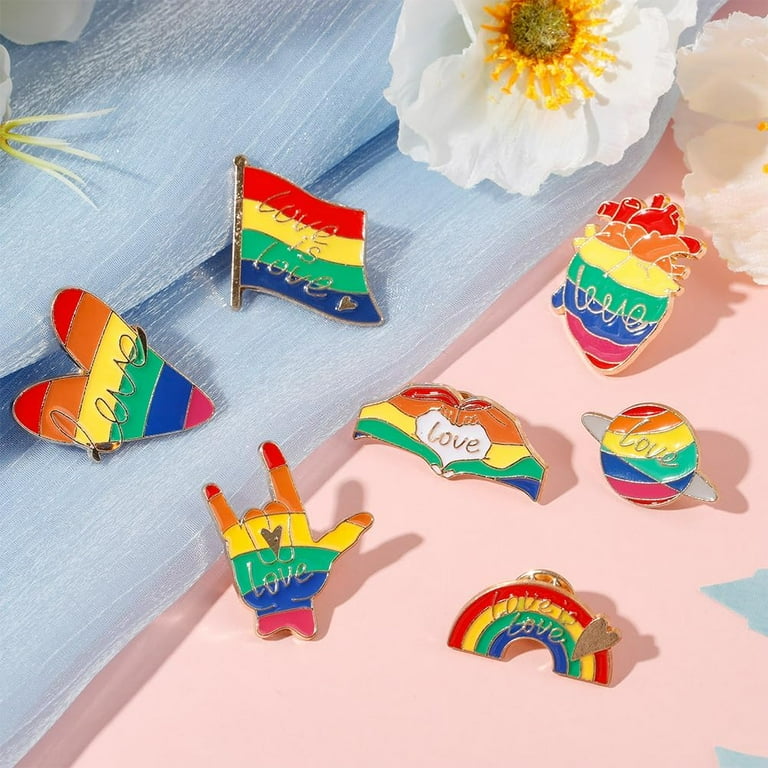 You Are Safe With Me Pride Pins - 4pcs Rainbow Enamel LGBTQ Brooch Lapel Pins For Shirts Hats