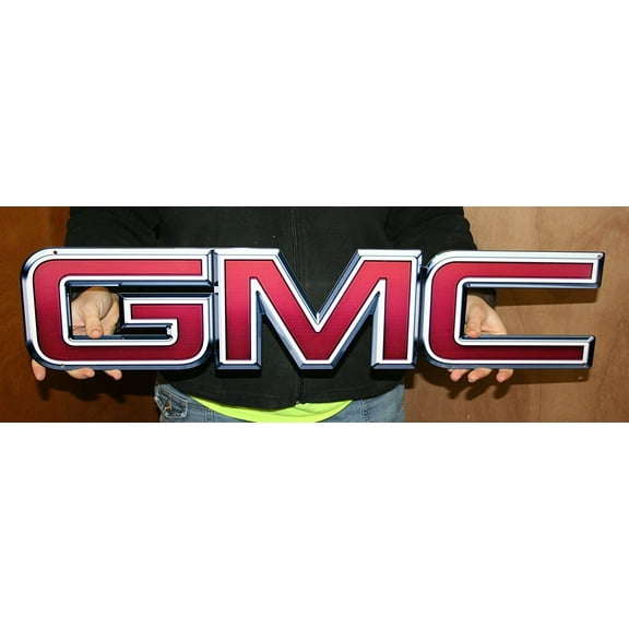 Chevrolet GMC Emblem Metal Wall Hanging Sign - Red : 30" x 7"