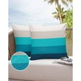 thumbnail image 6 of Pack of 2 Outdoor Pillow Covers, Turquoise Striped Gradient Rustic Wood Board Waterproof Square Throw Pillowcase Cushion Decorative Pillow Covers for Couch Patio Tent, 16x16 in, 6 of 6