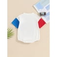 thumbnail image 4 of vera natura Baby 4th of July Romper Short Sleeve Round Neck Letter Embroidery Bodysuit Infant Summer Playsuit, 4 of 8