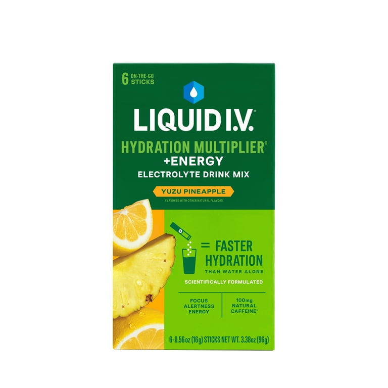 Liquid I.V. Energy Yuzu Pineapple Drink Mix, 6 Count