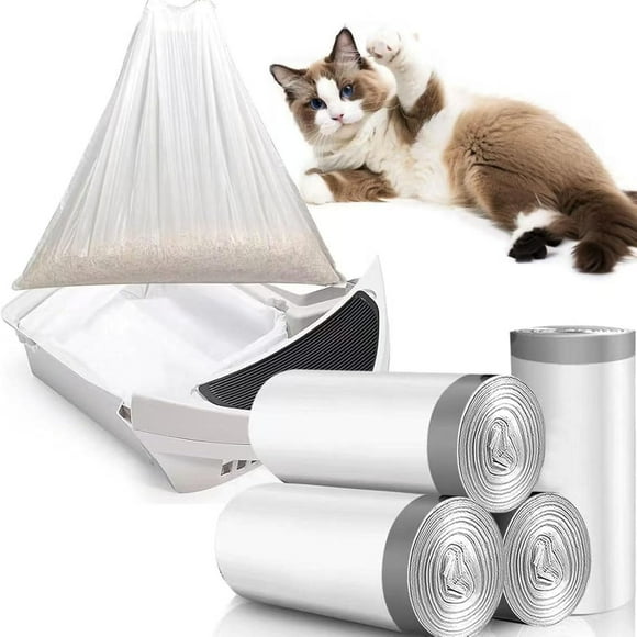 AIR-80 Count Cat Litter Box Liners with Drawstring, Compatible with Litter Box Robot 3 & 4, Cat Litter Bag Replacement, Self-Cleaning Cat Litter Trash Bags, 10-12 Gallons