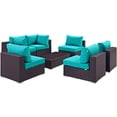 thumbnail image 2 of Modway Convene 7 Piece Outdoor Patio Sectional Set in Espresso Turquoise, 2 of 9