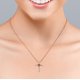 thumbnail image 2 of JeenMata Collar con Colgante de Crucifijo de Diamantes Redondos de 0,1 TCW en Forma de Corazón en Baño de Oro Rosa de 18 K sobre Plata, 2 of 4