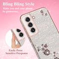 thumbnail image 6 of for Samsung Galaxy S21 Plus Case Clear Glitter Sparkle Luxury Shiny Phone Case Samsung S21 Plus Case Silicone TPU Soft Flower Transparent Shockproof Cover Pruple Thin (Silver-Pink), 6 of 14