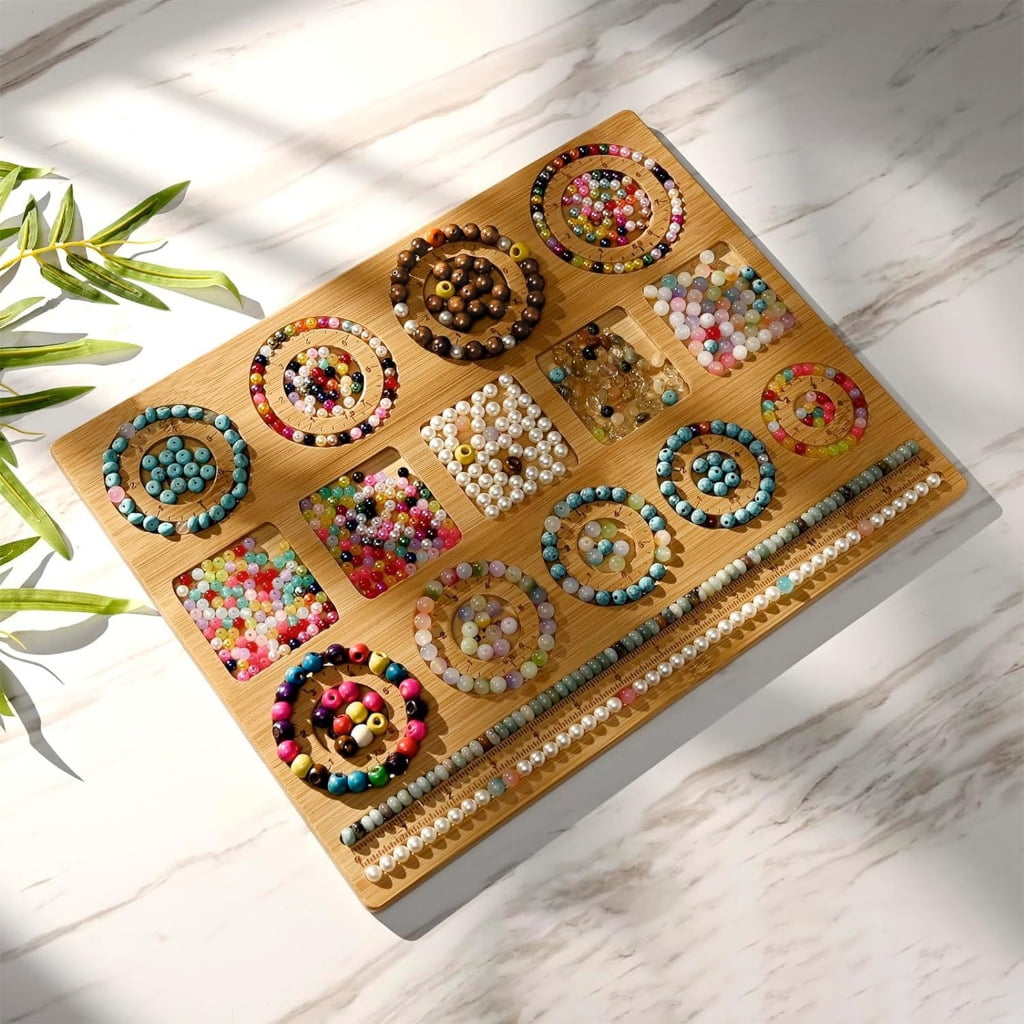 Necvior Wooden Bead Plate Jewelry Crafting Tool Jewelry Beading Designs Tray for Bracelet Necklaces Ornament Making Boards