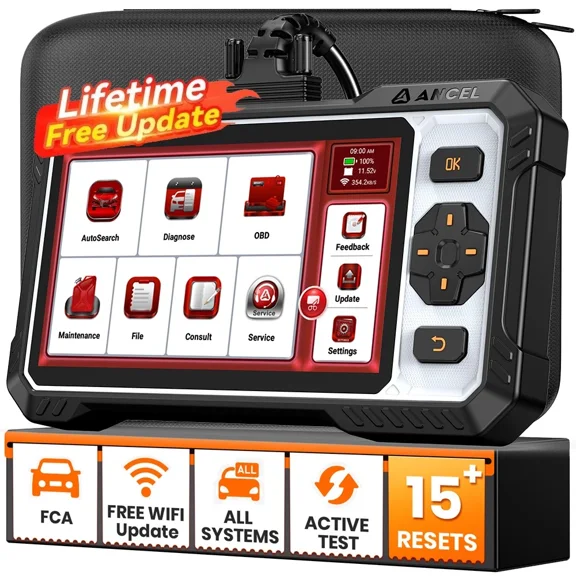ANCEL FX6100 OBD2 Scanner Bidirectional Scan Tool, All System Car Diagnostic Tool with 15  Resets, Injector Co-ding, Active Test, DPF/TPMS/EPB/Oil Reset, FCA AutoAuth, Lifetime Free Update