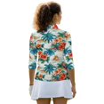 thumbnail image 3 of HUIACONG Women's Golf Polo Shirts with Tropical Floral Pattern, Quarter Zip 3/4 Sleeve Top for Golf, Tennis, Hiking and Casual Outdoor Activities, 3 of 10