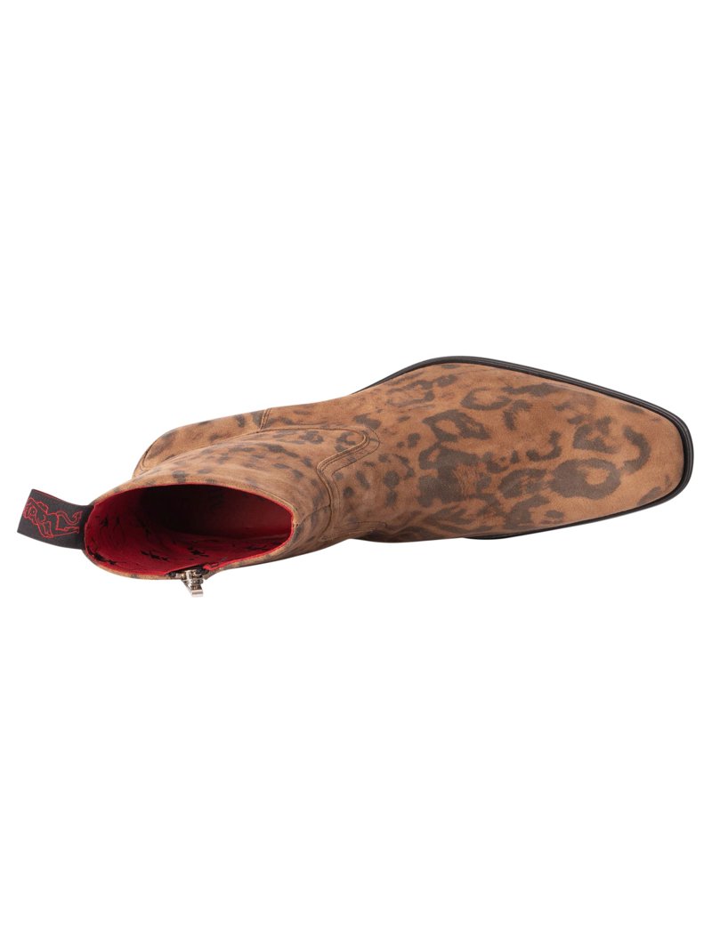 Jeffery West Leopard Print Suede Boots, Brown - Walmart.com display picture 3
