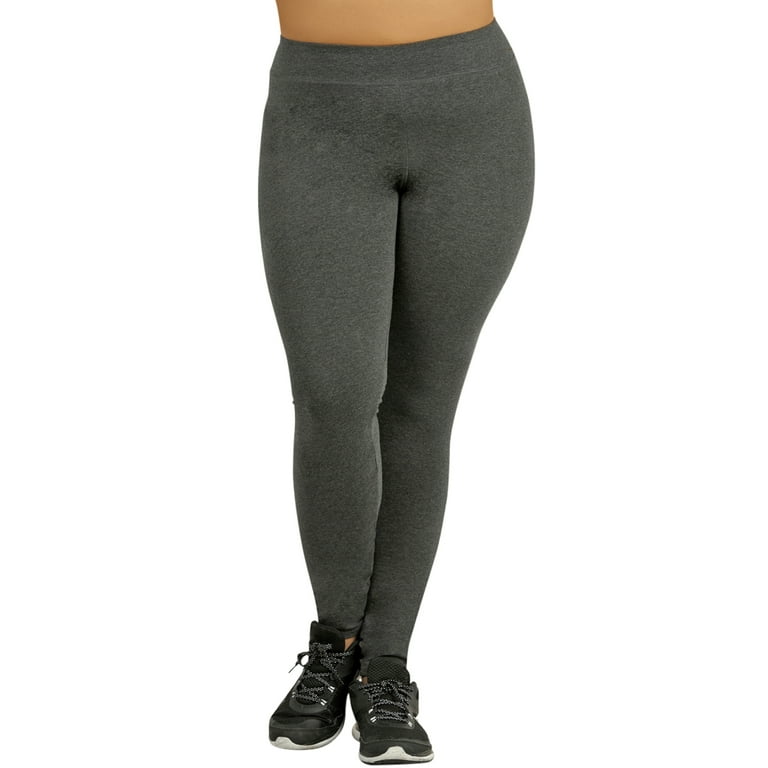 Charcoal Gray Womens Plus Size Full Length Cotton Leggings Size X-Large 