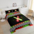 thumbnail image 4 of Erosebridal Neon Lightsaber Bedding Twin Comforter Set, Honeycomb Geometry Down Comforter, Sports Decor, Reversible 2-Piece, 4 of 8