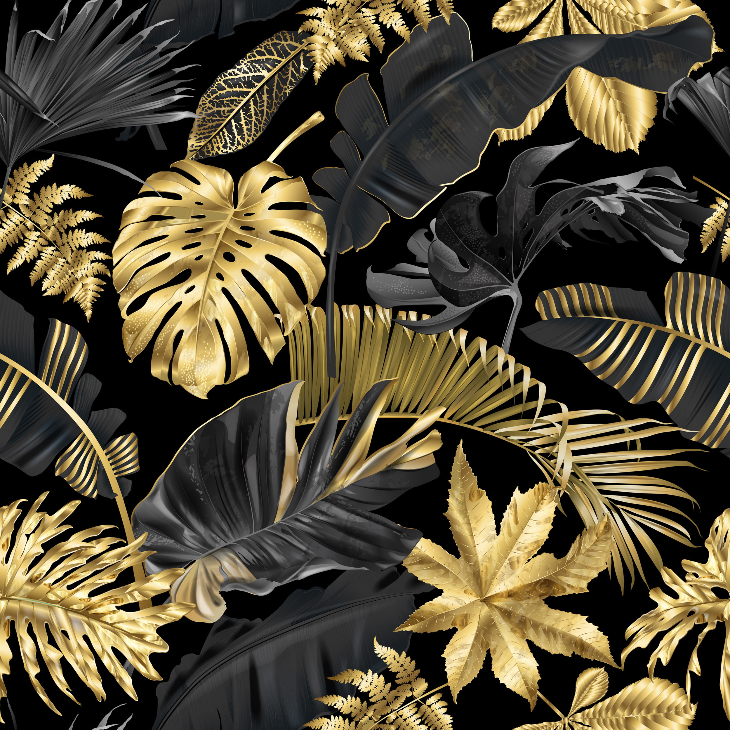 Golden leaves leaves wallpaper - TenStickers
