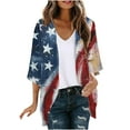 thumbnail image 2 of UVEASISHA USA Flag Kimono for Women 4th of July Cover Up Lightweight Chiffon Cardigan Independence Day Summer Casual Outfits Multicolor#1 S,M,L,XL,XXL, 2 of 4