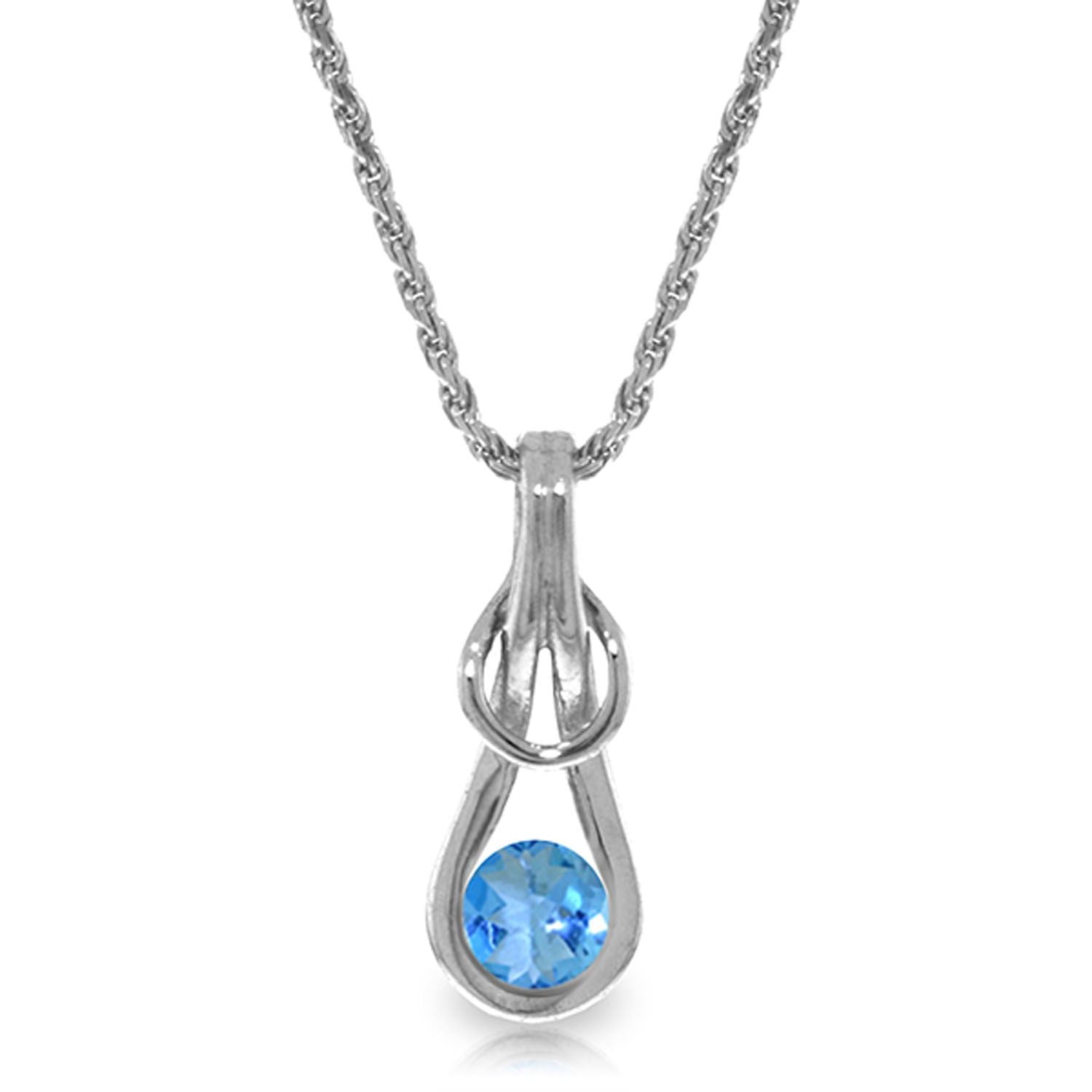 ALARRI 5.5 Carat 14K Solid White Gold Tomorrow We Live Blue Topaz Necklace with 20 Inch Chain Length
