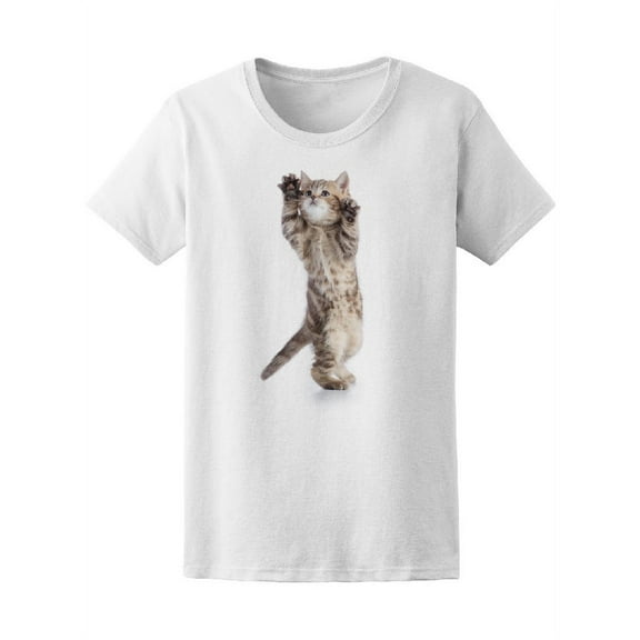 Striped Scottish Kitten Jumping Tee Women's -Image by Shutterstock