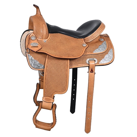 16 In HILASON Western Horse Saddle American Leather Flex Tree Trail & Pleasure Tan