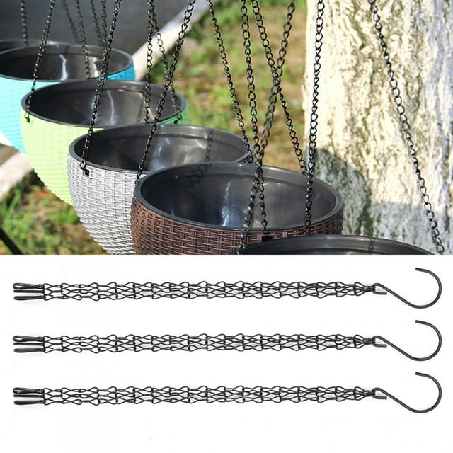 Juego De 3 Ganchos De Cadena Para Colgar De Hierro De Repuesto Para Macetas De Jardín, Color Negro, Fácil De Colgar Para Macetas, Cestas De Flores, Jaulas De Pájaros, Plantas En