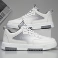 thumbnail image 3 of Men's Low-Top Sneakers with Thick Cushioned Sole - Upper & Round Toe, Minimalist White Casual Shoes Suitable for Gym, Office, Streetwear - - Comfortable Athletic Footwear, 3 of 9