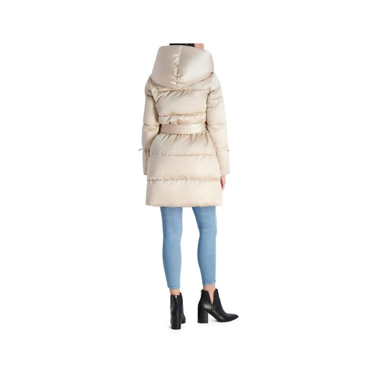 Via Spiga Women s Quilted Mid Length Puffer Coat with Belted Waist Walmart