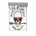 thumbnail image 2 of Skull Bedding Set with Sheet & Covers, Hipster Skull with Punk Sunglasses and Arrow in Mouth Dead Vibes in Retro Graphic, Printed Bedroom Decor 2 Shams, 4 Sizes, Multicolor, by Ambesonne, 2 of 3