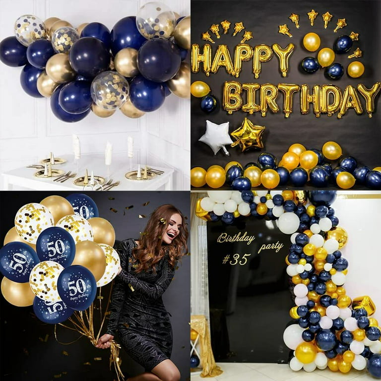 Royal Blue Silver Birthday Party Decorations Navy Blue White