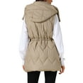 thumbnail image 3 of CHALECO INSPIRADOR CHIC para Mujer Abrigo de Invierno con Capucha, Cierre de Cremallera, Largo Medio, Sin Mangas, Acolchado, Talla M, Caqui, 3 of 6
