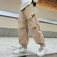 thumbnail image 2 of Tfken Child Boys Pants Size 9-10 Years Stretch Casual Jogger Cargo Solid Color Khaki Trousers, 2 of 9
