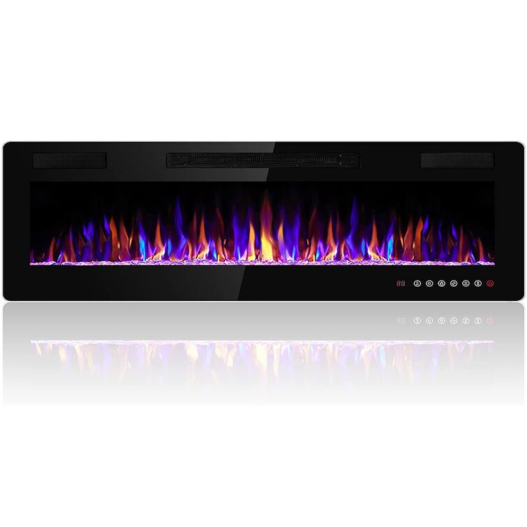 Waleaf 72 inch Ultra-Thin Silence Linear Electric Fireplace Inserts,  Recessed Wall Mounted Fireplace, Fit for 2 x 4 and 2 x 6 Stud, Adjustable  Flame Color u0026 Speed,Touch Screen Remote Control 8h