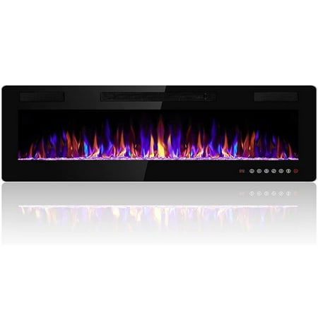 

Waleaf 42 inch Ultra-Thin Silence Linear Electric Fireplace Inserts Recessed Wall Mounted Fireplace Fit for 2 x 4 and 2 x 6 Stud Adjustable Flame Color & Speed Touch Screen Remote Control 8h Timer