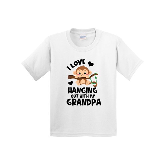 Inktastic Monkey I Love Hanging out with My Grandpa Youth T-Shirt