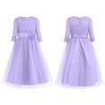 thumbnail image 2 of iiniim Big Girls' Lace Mesh Flower Dress Princess Wedding Bridesmaid Pageant Prom Party Dress Lavender 4, 2 of 6