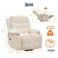 thumbnail image 3 of BouPower Power Lift Recliner Chair, Oversize Electric Recliners for Elderly with Heat and Massage, Stand Assist with Cup Holders, Side Pocket, Single Sofa Seat for Living Room, 3 of 8