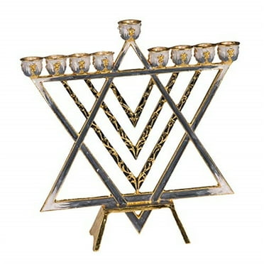 Giftmark M-701 Menorah with Brass Modern Star of David - Blue