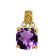 thumbnail image 2 of Mauli Jewels Engagement Necklace for Women 2.35 Carat Cushion Shaped Amethyst and Round Shaped Diamond Pendant 4-prong 10K Yellow Gold|Silver Chain, 2 of 4