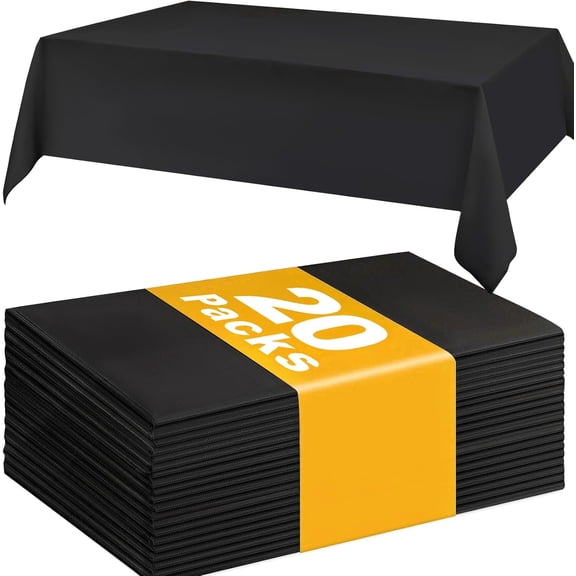 20 Pack Plastic Table Cloth Disposable, Black Tablecloth, 54 x 108 Inch Tablecloths, Waterproof Black Party Table Cloth, Rectangular Tables Covers for Wedding Party Supplies Birthday Picnic