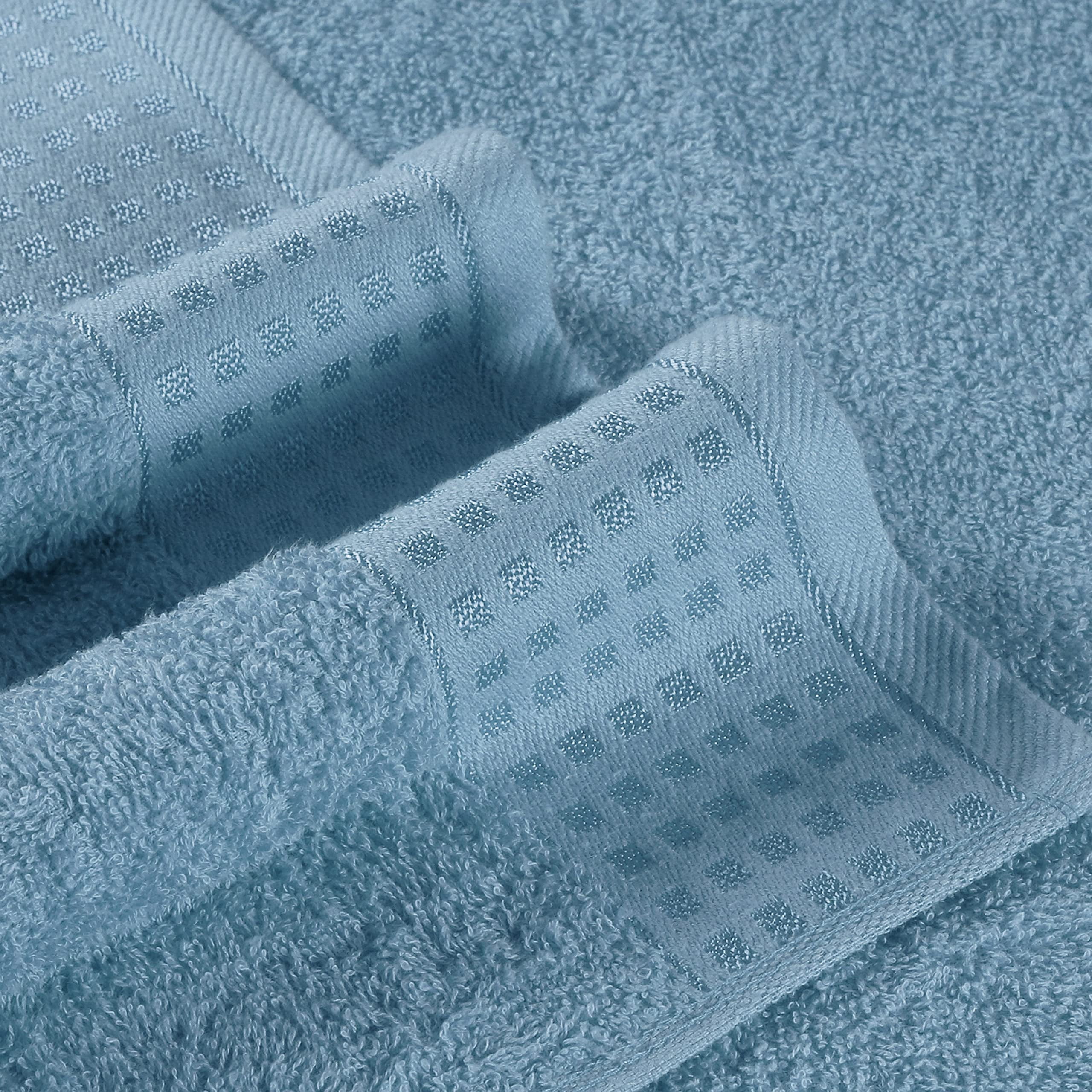 MyOwn Ultra Soft 6 Pack Cotton Towel Set, Contains 2 Bath Towels 28x55 inch, 2 Hand Towels 16x24 inch & 2 Wash Coths 12x12 inch, Ideal for Everyday use, Compact & Lightweight - Sky Blue