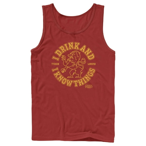 Men's Game of Thrones I Drink and I Know Things College Logo Tank Top Red X Large