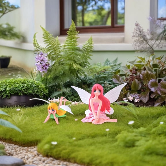 BESTYASH 4pcs Miniature Fairy Figurines Set, Multi-colored Injection Molding Craft for Small Garden Landscapes and Decor