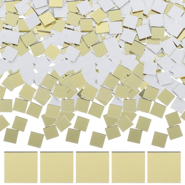 300 Uds. Azulejos de mosaico, azulejos cuadrados de cristal con parte trasera plana para proyectos artesanales, suministros de bricolaje