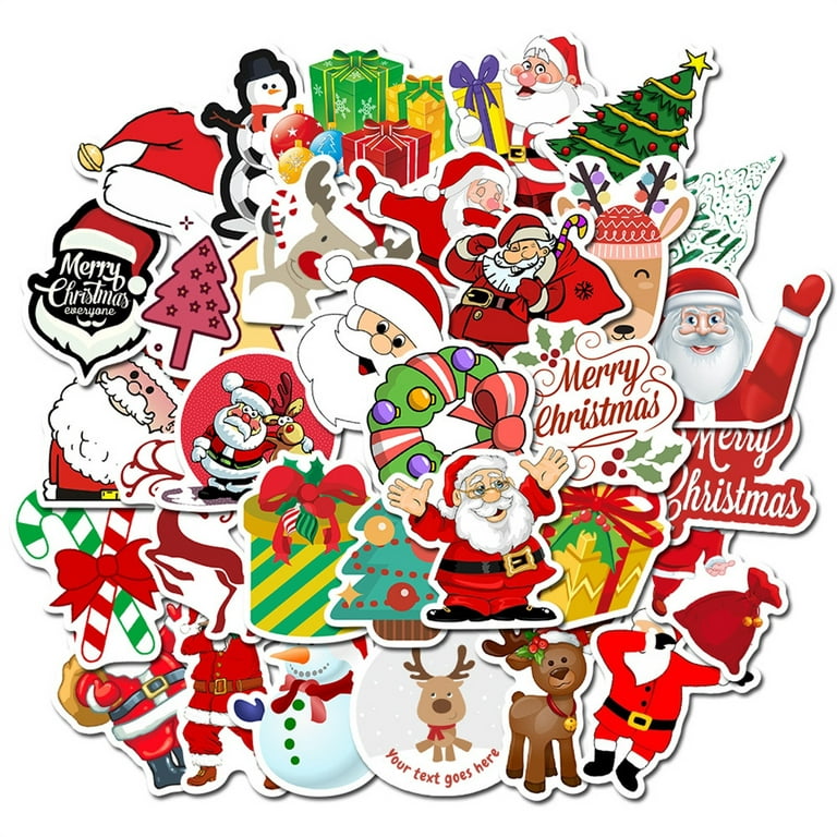 100pcs Merry Christmas Christmas Stickers Santa Claus Snowman